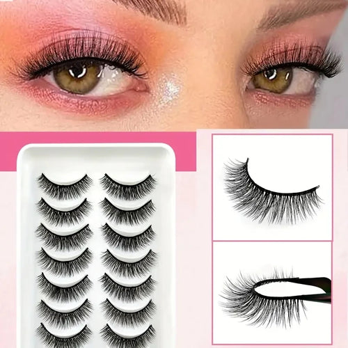 10 pairs | Handmade natural false eyelashes, easy for beginners to wear and reusable